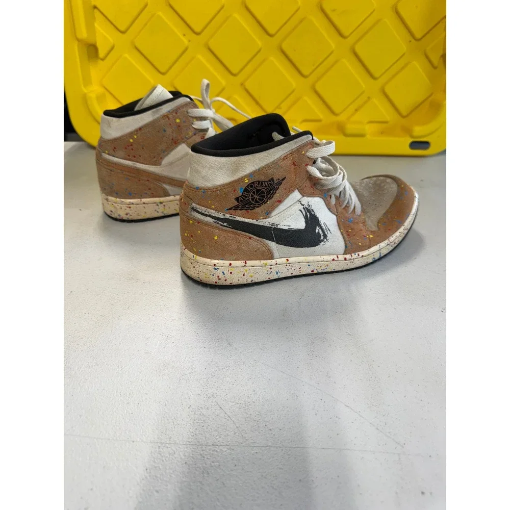 Nike Air Jordan 1 Mid SE Brushstroke Cider Paint Splatter DA8005-100 Mens 9